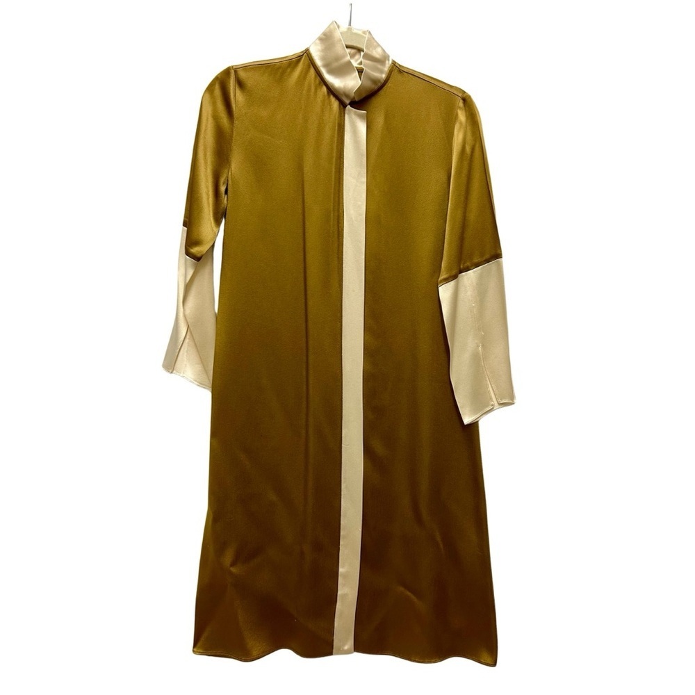 Vintage RTW Charleston 100% Silk Colorblock Dress